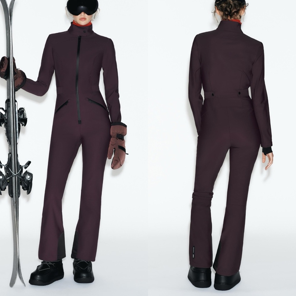 Zara Plum Zip-Front Ski Jumpsuit